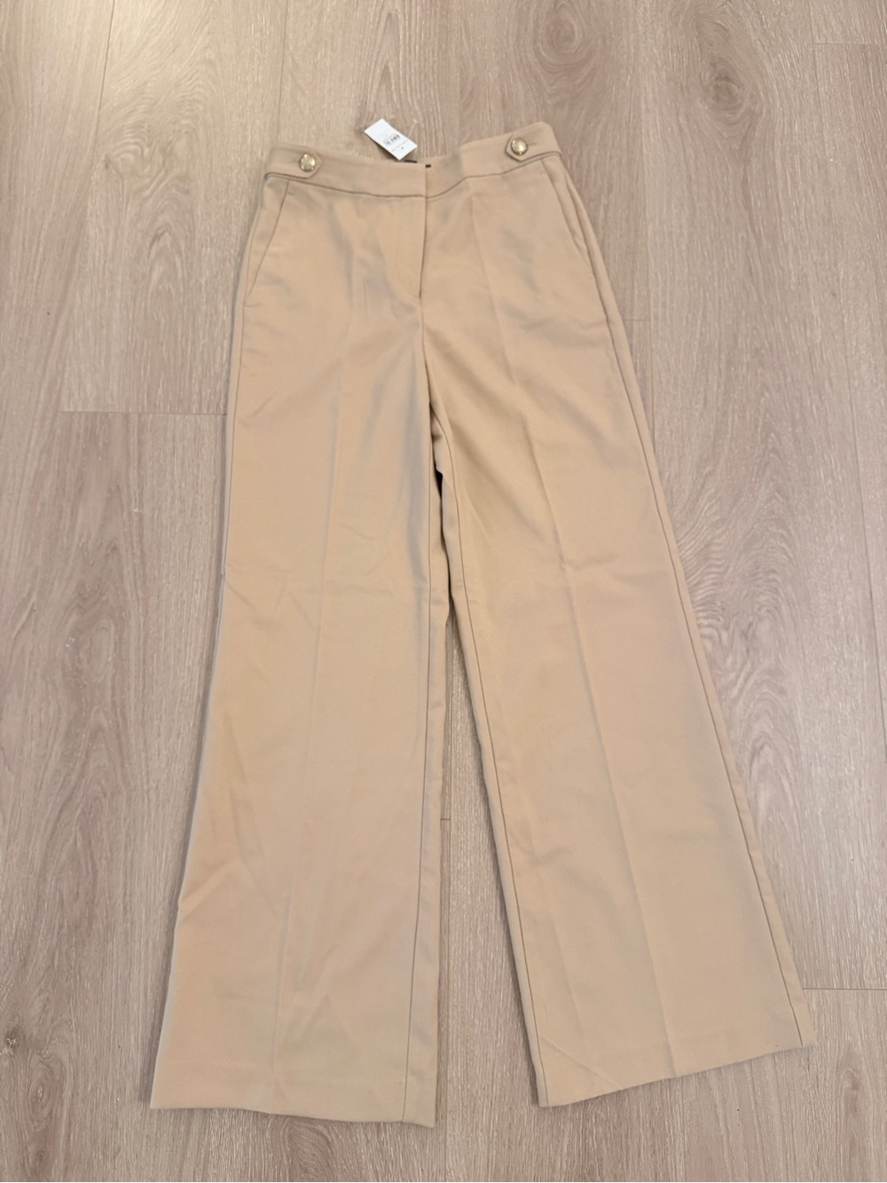 Ann Taylor Wide-Leg High-Rise Pants - Tan